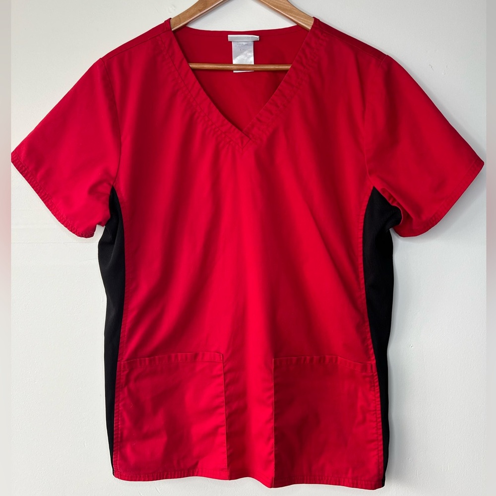 Scrubstar Red Black Scrub Shirt, L